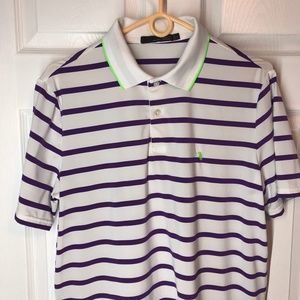 Ralph Lauren RLX Golf Shirt White Striped Size Med